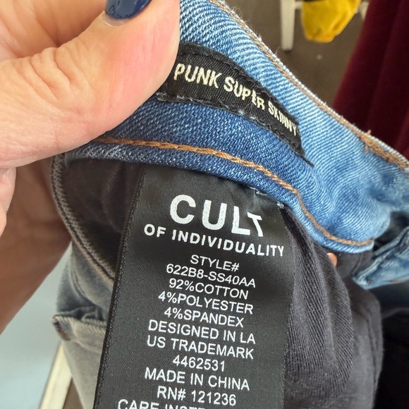 Cult of Individuality Light Blue Jeans with Red Floral Design - Picture 3 of 5